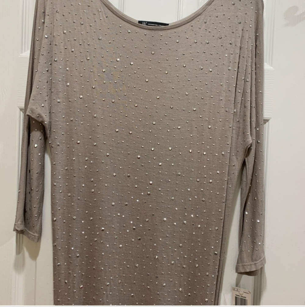 INC‎ International Concepts Beige Dress with Silver Accents. VINTAGE.